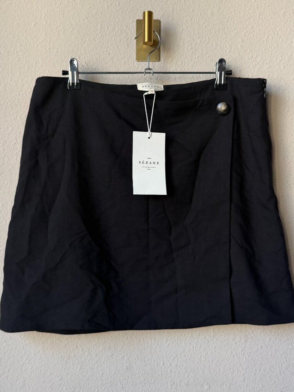 Sézane Laure Wool Mini Skirt in Black NWT Size US 10 - Picture 2 of 5
